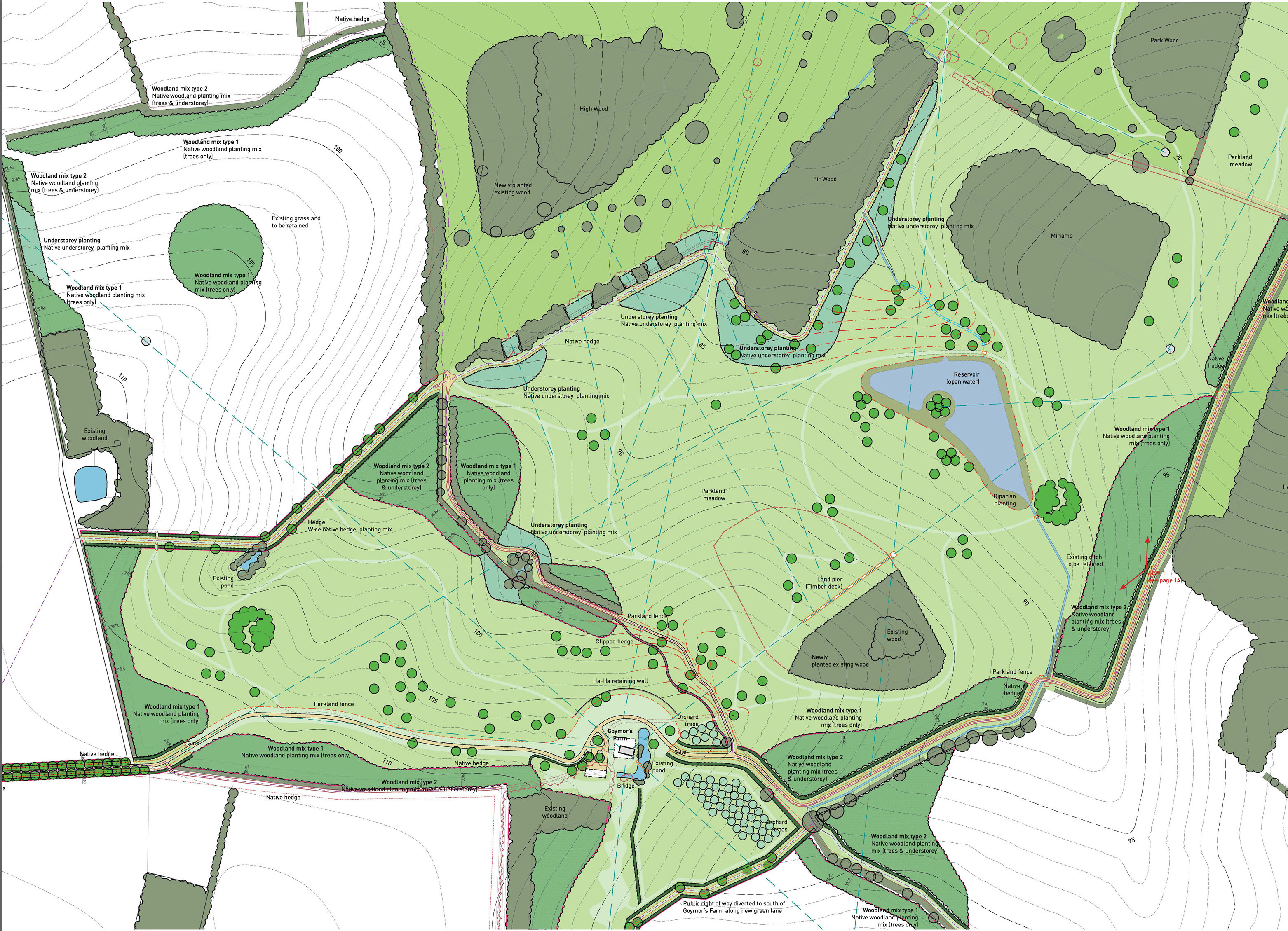 Detail - new parkland to south